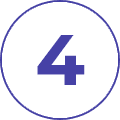 A blue and white circle with the number four in it.