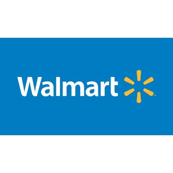 A blue and yellow walmart logo on top of a white background.